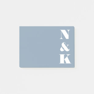 Post-it® Monogramme Moderne Minimaliste Bleu Poussiéreux Pe