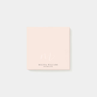 Post-it® Monogramme moderne minimaliste chic Pastel rose cl