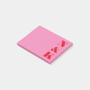 Post-it® Monogramme moderne minimaliste Personnalisé rouge