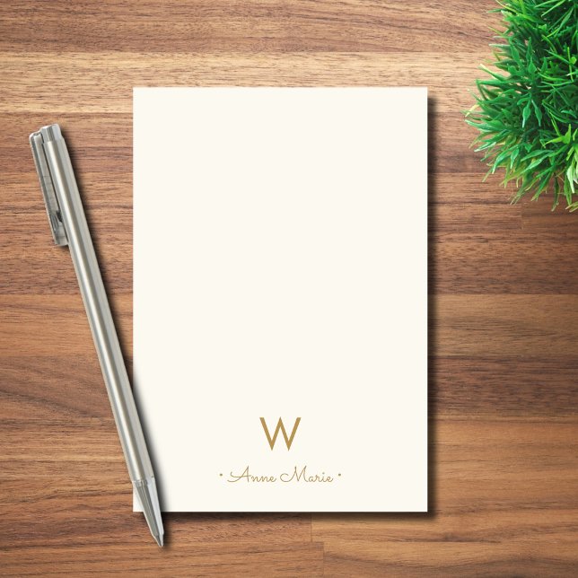 Post-it® Monogramme Moderne Or Écriture Script (Créateur téléchargé)