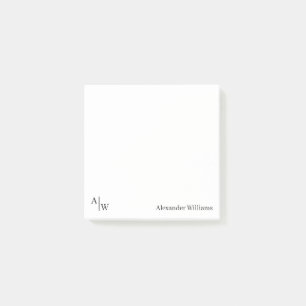 Post-it® Monogramme moderne Professionnel Simple Noir Minim