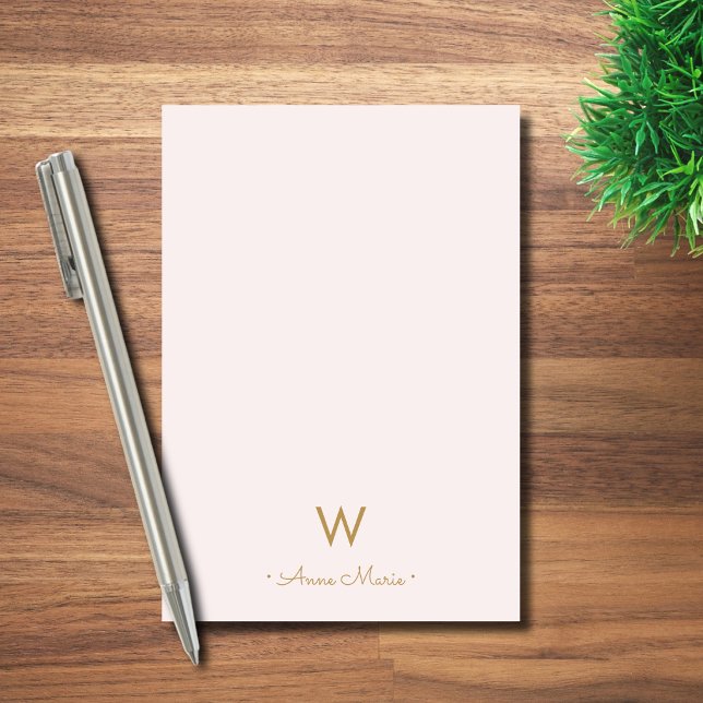 Post-it® Monogramme Moderne Rose Doré Script (Créateur téléchargé)
