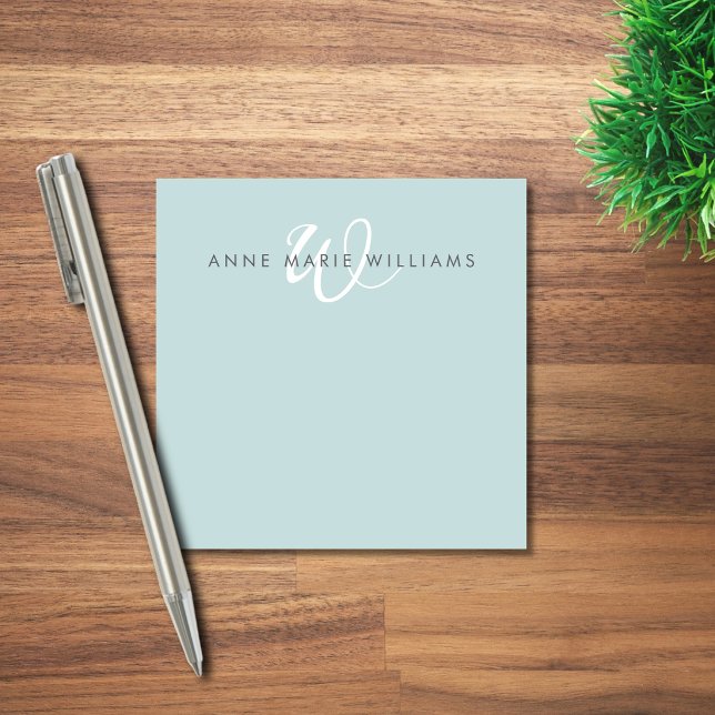 Post-it® Monogramme Moderne Vert Sarcelle Blanc (Créateur téléchargé)