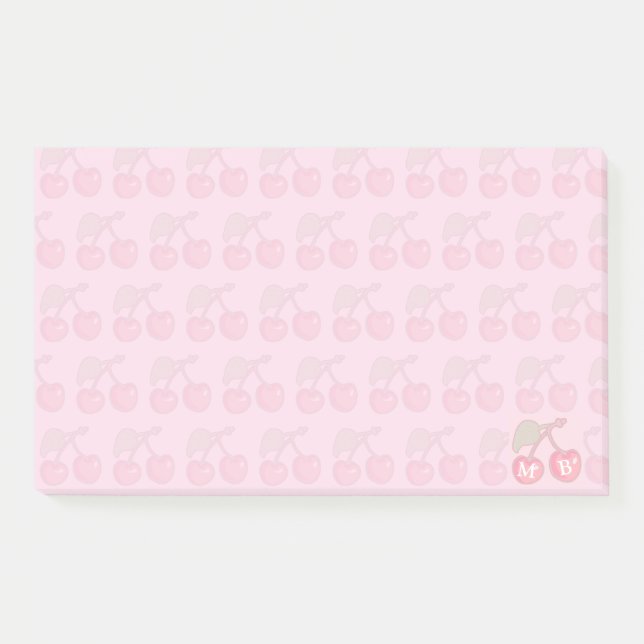 Post-it® Monogramme Motif de cerises pastel rose (Devant)