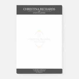 Post-it® Monogramme Noir Blanc Moderne Élégante Entreprise