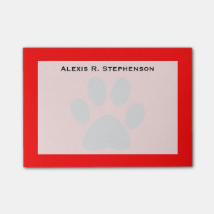 Post-it® Monogramme noir empreinte de patte d'animal rouge