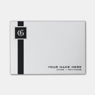 Post-it® Monogramme noir et blanc professionnel de rayure