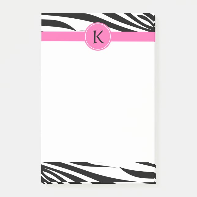 Post-it® Monogramme noir et blanc Zèbre Impression avec ros (Devant)