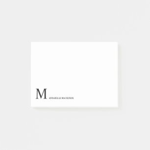 Post-it® Monogramme noir minimaliste classique simple