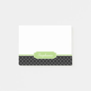 Post-it® Monogramme noir vert de Quatrefoil de ressort