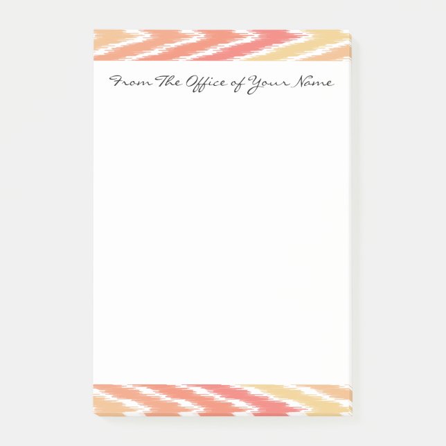 Post-it® Monogramme Orange Ombre Ikat Chevron Zig Zag Motif (Devant)