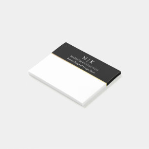Post-it® Monogramme ou ajouter logo Business Gold Noir