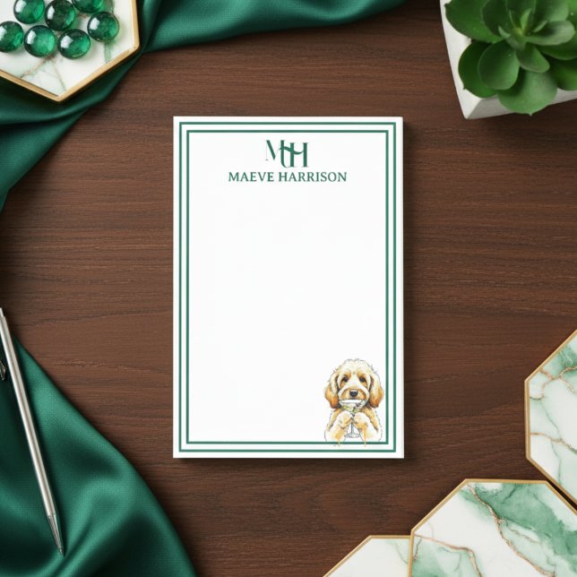 Post-it® Monogramme personnalisé Doodle de main Martini ver (Gift custom stationery to the dog lover in your life! )