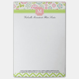 Post-it® Monogramme personnalisé par Chevron floral de