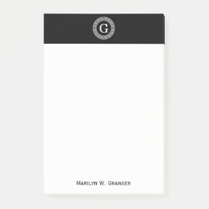 Post-it® Monogramme principal grec blanc noir d'initiale de