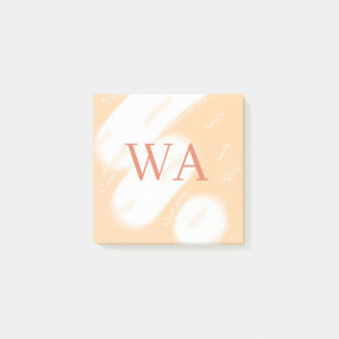 Post-it® Monogramme rétro gras blanc orange pêche pastel
