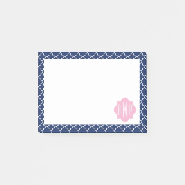 Post-it® Monogramme rose et quadrilatère de la Marine (Devant)