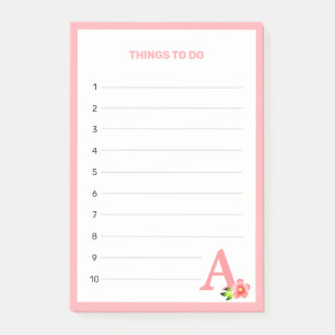 Post-it® Monogramme rose & Fleurs à faire