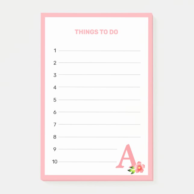 Post-it® Monogramme rose & Fleurs à faire (Devant)