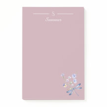 Monogramme rose floral dragonfly Cottage botanique