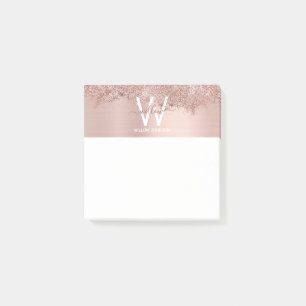 Post-it® Monogramme rose Gold Blush Rose Girl Parties scint
