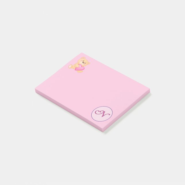Post-it® Monogramme rose N (Incliné)