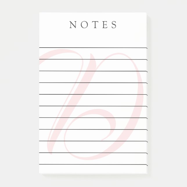 Post-it® Monogramme rose pâle Notes liées (Devant)