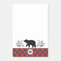 Monogramme Russe Bear Buffalo Plaid