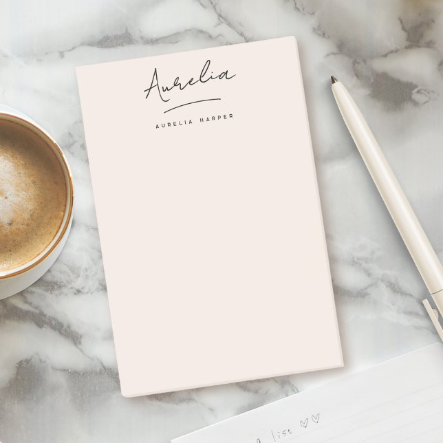 Post-it® Monogramme Signature Simple Moderne Feminine Blush (Créateur téléchargé)