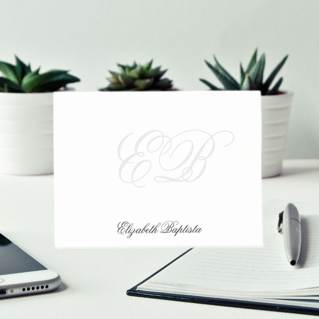 Post-it® Monogramme simple et noir et blanc (Black and White Simple Elegant Monogram Post-it Notes)