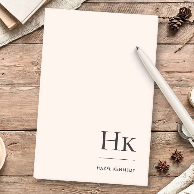 Post-it® Monogramme Simple Moderne Chic Blush Pink Monogram (Créateur téléchargé)