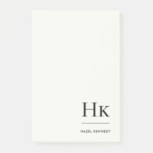 Post-it® Monogramme Simple Moderne Ivoire Blanc Monogrammé