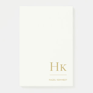 Post-it® Monogramme simple moderne ivoire or monogrammé