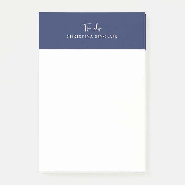 Post-it® Monogramme Sylish Marine Bleu Script tendance à fa (Devant)