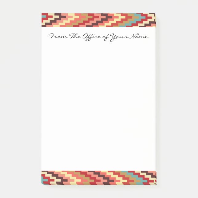 Post-it® Monogramme Tones de Terre Ikat Chevron Zig Zag Mot (Devant)
