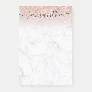 Post-it® Monogramme typographie marbre rose or parties scin