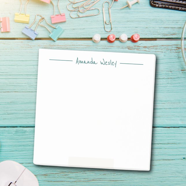 Post-it® Monogramme vert foncé minimal Nom complet (Créateur téléchargé)