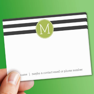 Post-it® Monogramme vert Motif rayé noir et blanc