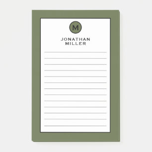 Post-it® Monogramme vert olive moderne tendance