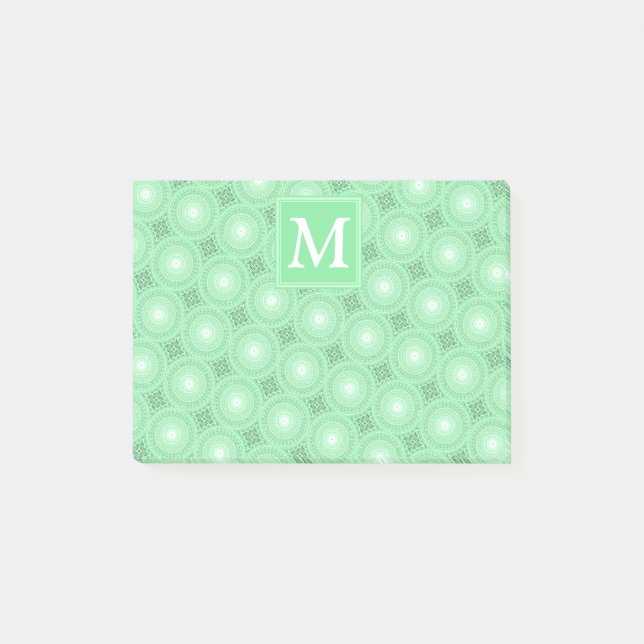 Post-it® Monogramme vert ressort cercles motif (Devant)