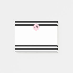 Post-it® Monogrammes Grandes noires et blanches avec rose p