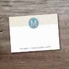 Monogrammes personnalisés Chevron bleu pastel et l