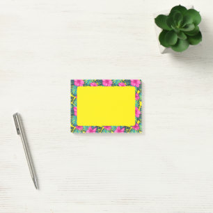 Post-it® Monstera Feuilles et Hibiscus, rose Turquoise sur