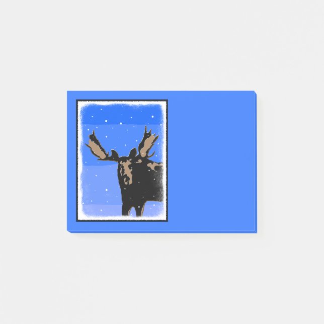 Post-it® Moose en hiver - Art original de la faune (Devant)