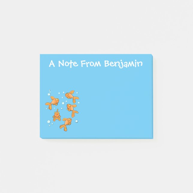 Post-it® Morceau de poisson rouge orange mignon sur dessin  (Devant)