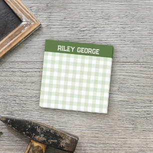 Post-it® Moss Green En vichy Varsity Lettres Nom