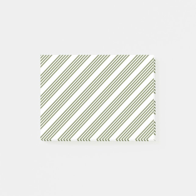 Post-it® Motif à cinq bandes vert et blanc olive (Devant)