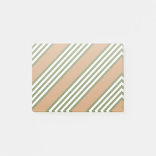 Post-it® Motif à cinq bandes vert olive et blanc avec bronz