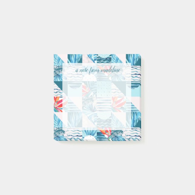 Post-it® Motif Abstrait géométrique Turquoise tropical (Devant)