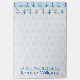 Post-it® Motif Ancre Bleu Pastel Ajouter votre nom